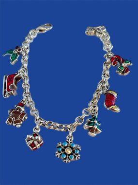 Brighton Christmas Charm Bracelet Santa Sleigh Gnome Reindeer Sweater 7-8”